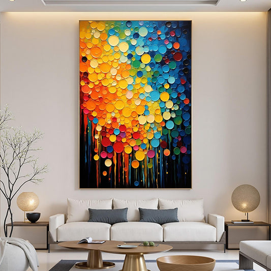 Hand-Painted Multicolor Circles – Colorful Abstract Wall Art | Impasto Hand-Painted Oil Painting, view 2