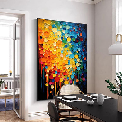 Colorful Impasto Abstract Wall Art – Hand-Painted Multicolor Circles