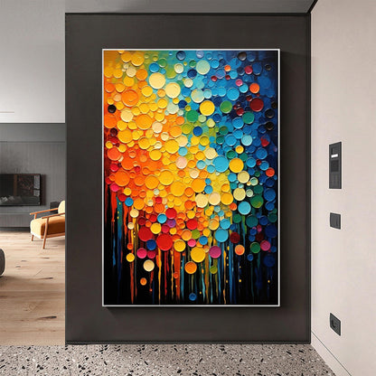 Hand-Painted Multicolor Circles – Colorful Abstract Wall Art | Impasto Hand-Painted Oil Painting, view 4
