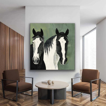Large Abstract Horse Oil Painting on Canvas, Original Hand-painted Horse Canvas Wall Art, Modern Animal Wall Art for Living Room, Home Decor