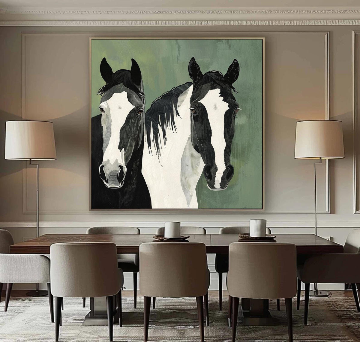 Large Abstract Horse Oil Painting on Canvas, Original Hand-painted Horse Canvas Wall Art, Modern Animal Wall Art for Living Room, Home Decor