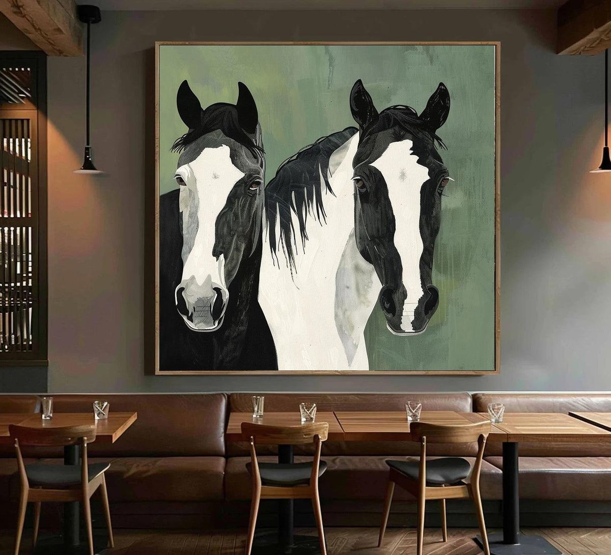 Large Abstract Horse Oil Painting on Canvas, Original Hand-painted Horse Canvas Wall Art, Modern Animal Wall Art for Living Room, Home Decor