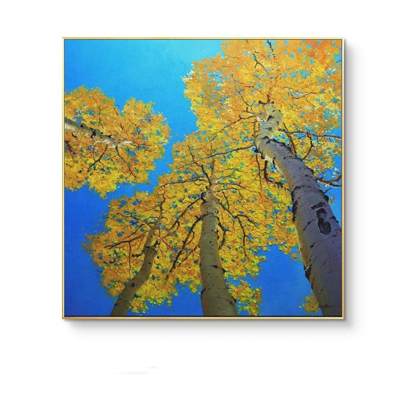 Abstract Birch Canvas Wall Art, Large Original Trees Oil Painting on Canvas, Modern Autumn Landscape Wall Art for Living Room, Bedroom Décor