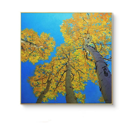 Abstract Birch Canvas Wall Art, Large Original Trees Oil Painting on Canvas, Modern Autumn Landscape Wall Art for Living Room, Bedroom Décor