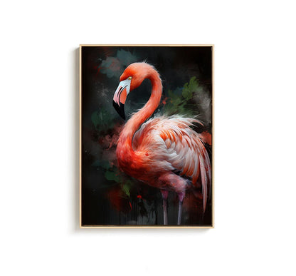 Impressionist Flamingo Oil Painting on Canvas, Large Original Flamingo Canvas Wall Art, Modern Animal Wall Art for Living Room, Home Decor