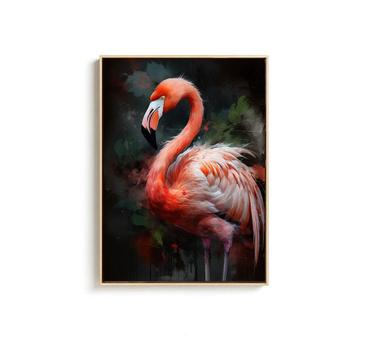 Impressionist Flamingo Oil Painting on Canvas, Large Original Flamingo Canvas Wall Art, Modern Animal Wall Art for Living Room, Home Decor