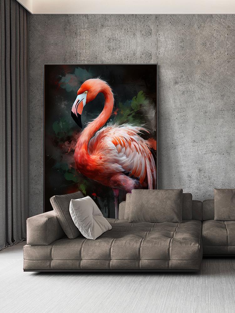Impressionist Flamingo Oil Painting on Canvas, Large Original Flamingo Canvas Wall Art, Modern Animal Wall Art for Living Room, Home Decor