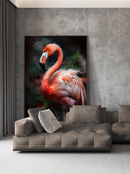 Impressionist Flamingo Oil Painting on Canvas, Large Original Flamingo Canvas Wall Art, Modern Animal Wall Art for Living Room, Home Decor