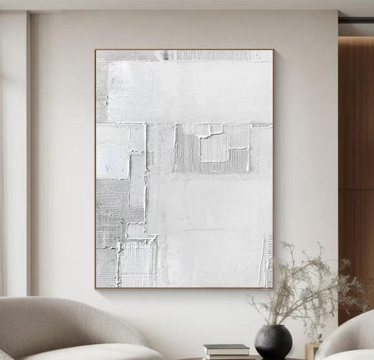 Textured Grey and White Abstract Painting – Minimalist Wall Art