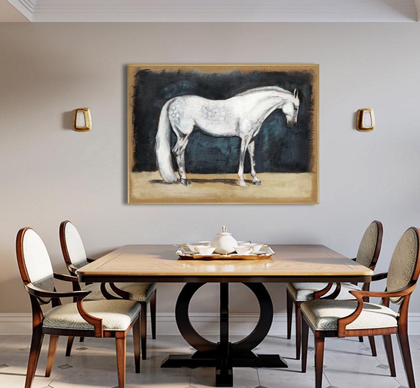 Large Impressionist Horse Oil Painting on Canvas, Hand-painted Horse Canvas Wall Art, Modern Animal Wall Art for Living Room, Home Décor