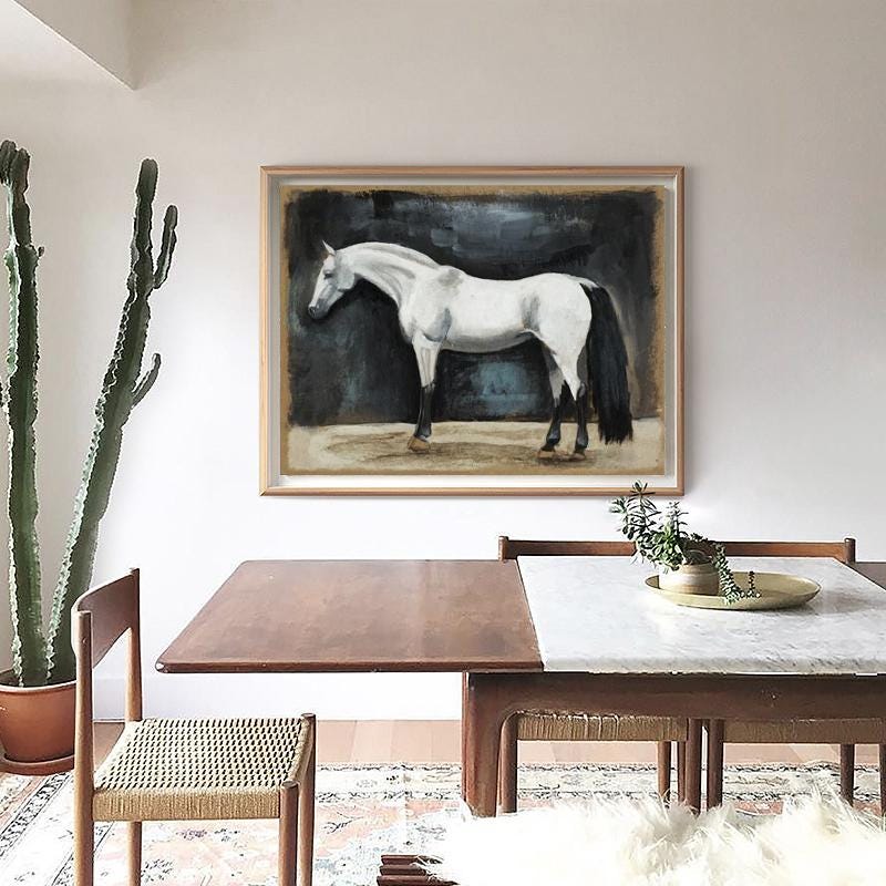 Large Impressionist Horse Oil Painting on Canvas, Hand-painted Horse Canvas Wall Art, Modern Animal Wall Art for Living Room, Home Décor