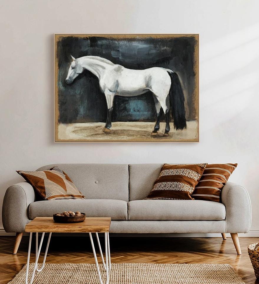 Large Impressionist Horse Oil Painting on Canvas, Hand-painted Horse Canvas Wall Art, Modern Animal Wall Art for Living Room, Home Décor