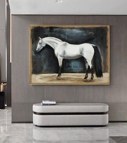 Large Impressionist Horse Oil Painting on Canvas, Hand-painted Horse Canvas Wall Art, Modern Animal Wall Art for Living Room, Home Décor