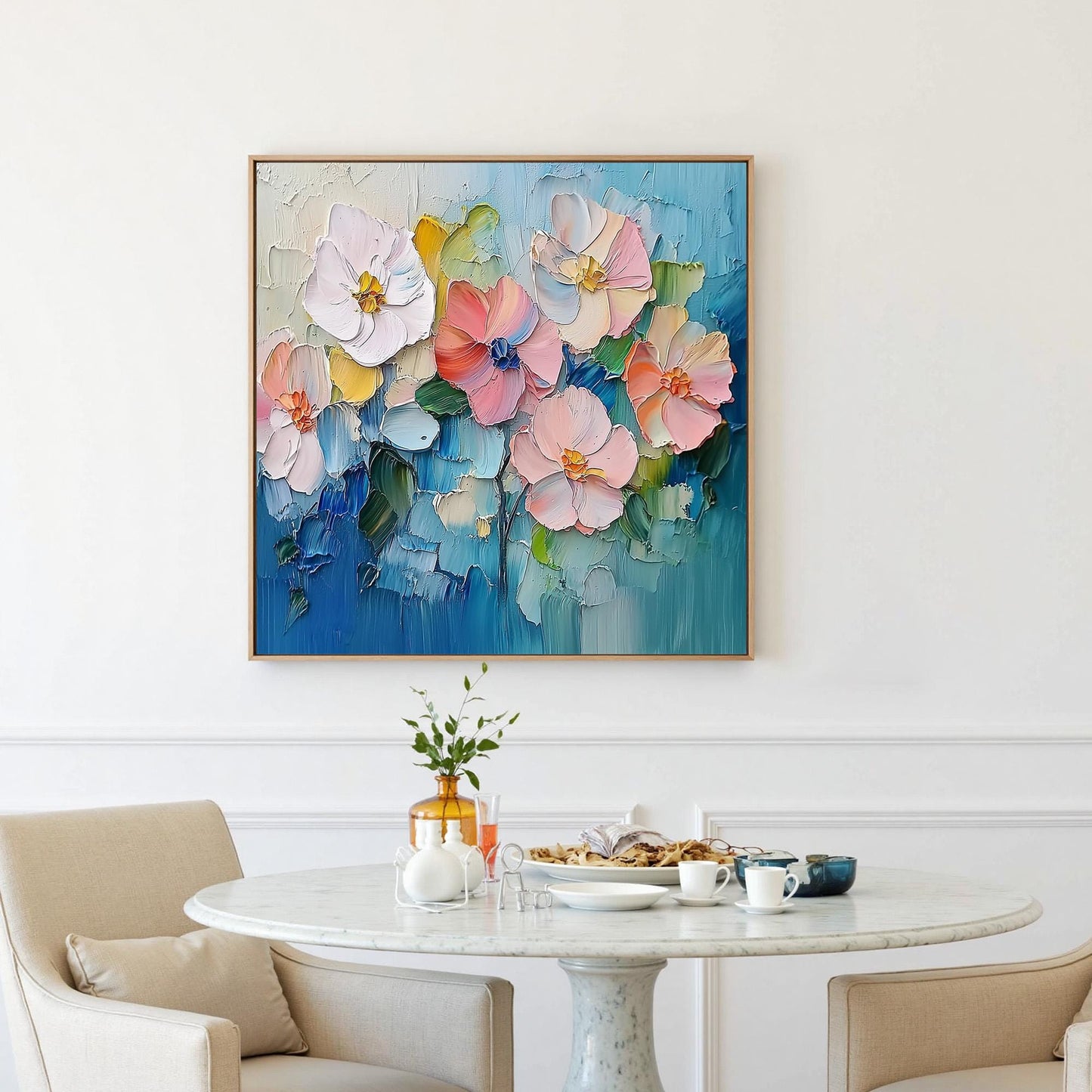 Abstract Palette Knife Bouquet Floral Wall Art – Textured Canvas Painting