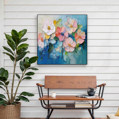 Abstract Palette Knife Bouquet Floral Wall Art – Textured Canvas Painting