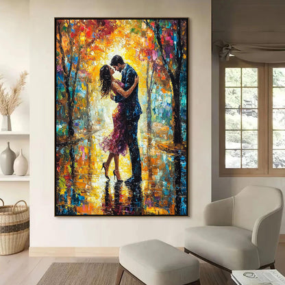 Abstract Couple Embrace Painting, Textured Canvas Wall Art, Romantic Modern Home Decor – Couple Figure Portrait Wall Art | Ab