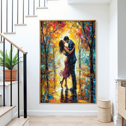 Abstract Couple Embrace Painting, Textured Canvas Wall Art, Romantic Modern Home Decor – Couple Figure Portrait Wall Art | Ab