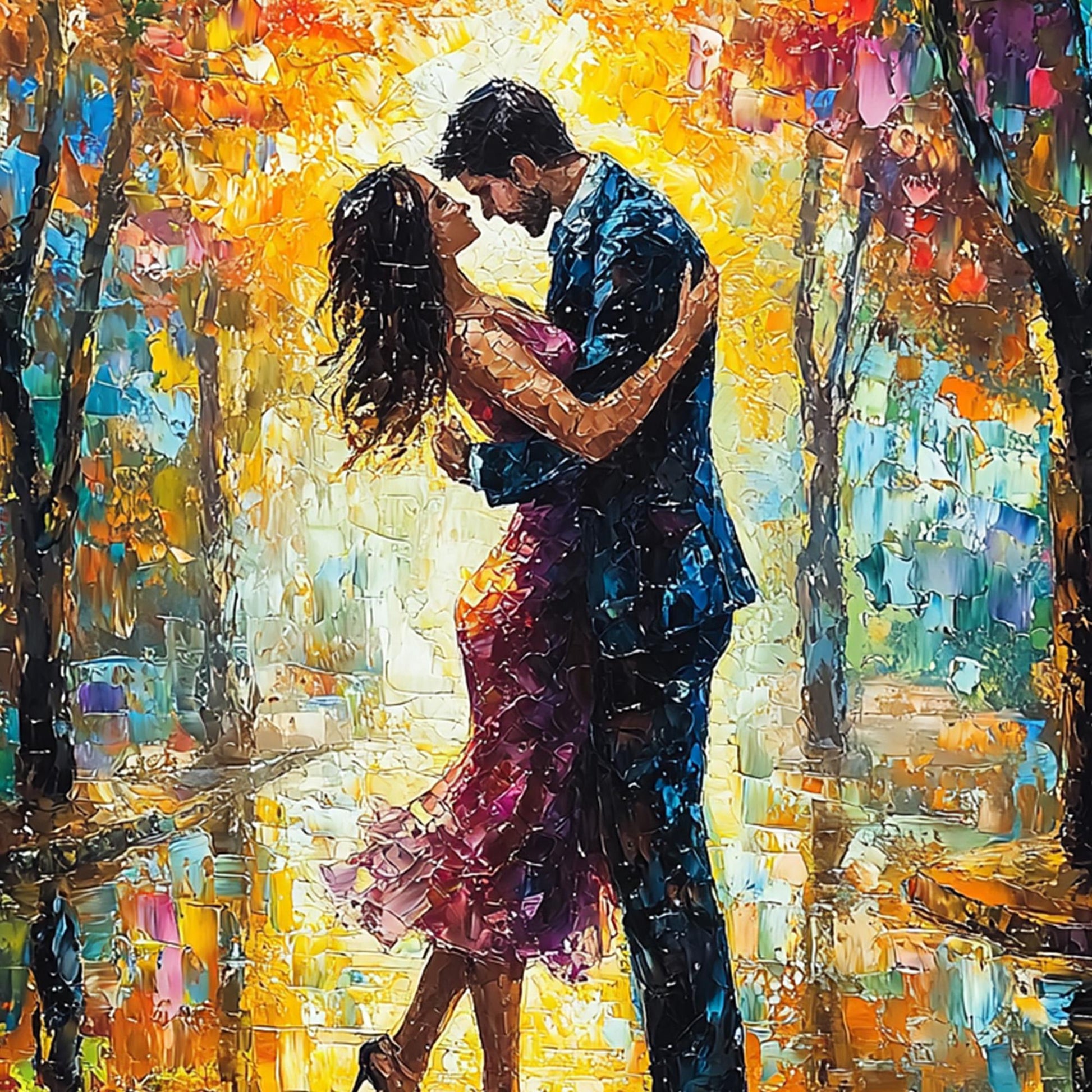 Abstract Couple Embrace Painting, Textured Canvas Wall Art, Romantic Modern Home Decor – Couple Figure Portrait Wall Art | Ab