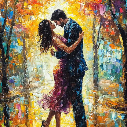 Abstract Couple Embrace Painting, Textured Canvas Wall Art, Romantic Modern Home Decor – Couple Figure Portrait Wall Art | Ab