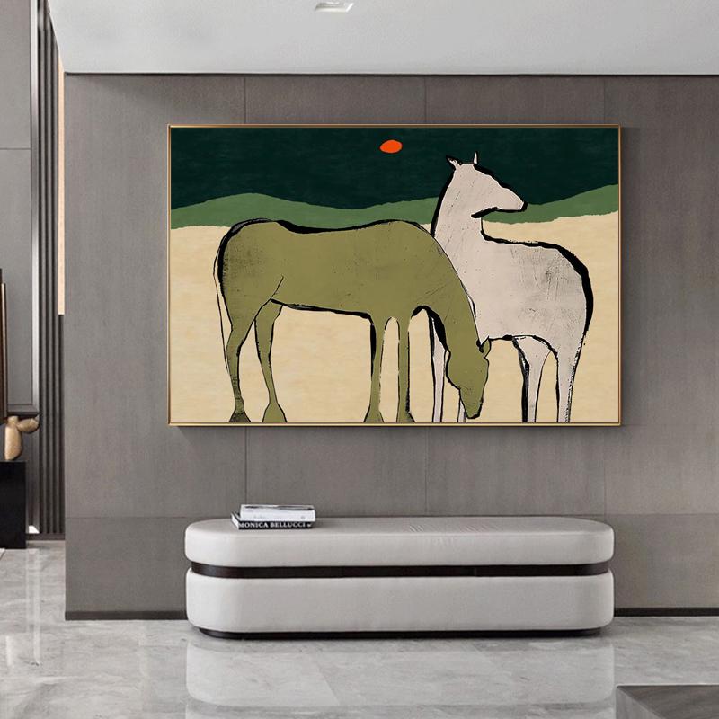 Large Abstract Horse Oil Painting on Canvas, Original Hand-painted Horse Canvas Wall Art, Modern Animal Wall Art for Living Room, Home Décor