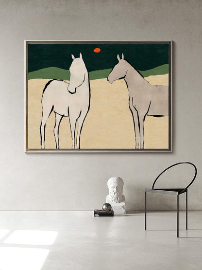 Large Abstract Horse Oil Painting on Canvas, Original Hand-painted Horse Canvas Wall Art, Modern Animal Wall Art for Living Room, Home Décor
