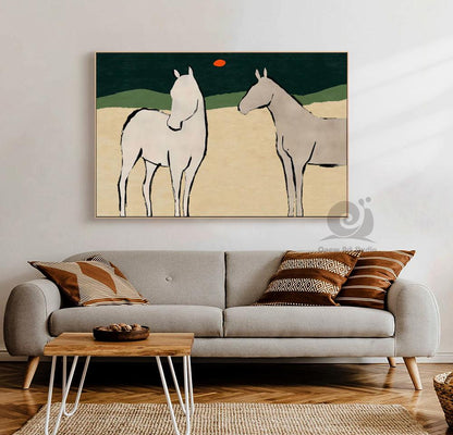 Large Abstract Horse Oil Painting on Canvas, Original Hand-painted Horse Canvas Wall Art, Modern Animal Wall Art for Living Room, Home Décor