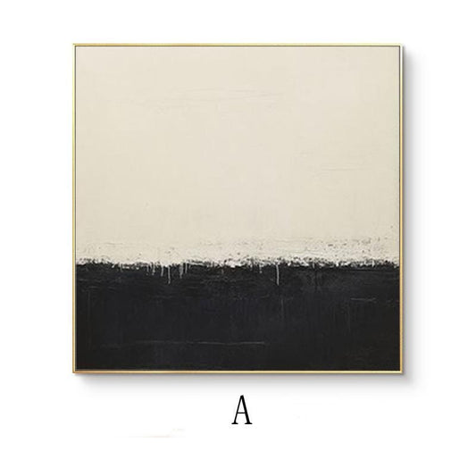 Extra Large Abstract Canvas Wall Art, Original Beige and Black Abstract Oil Painting, Modern Minimalist Wall Art for Living Room, Home Décor