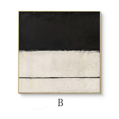 Extra Large Abstract Canvas Wall Art, Original Beige and Black Abstract Oil Painting, Modern Minimalist Wall Art for Living Room, Home Décor