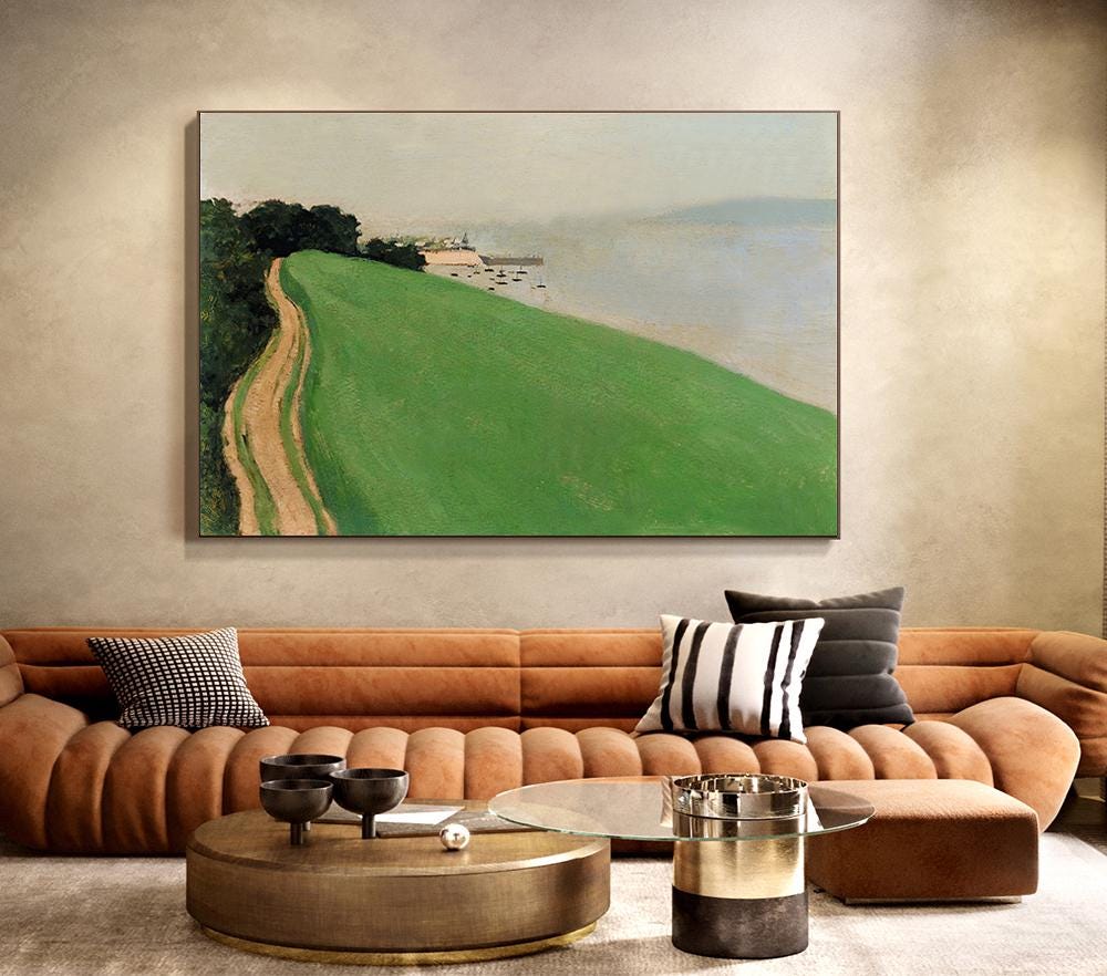 Impressionist Landscape Oil Painting on Canvas, Original Coastal Scenery Canvas Wall Art, Modern Nature Wall Art for Living Room, Home Decor