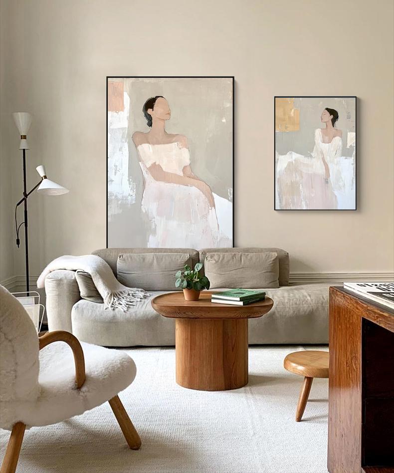 Large Abstract Lady Canvas Wall Art, Hand-painted Woman Figure Oil Painting on Canvas, Modern Figure Wall Art for Living Room, Home Décor