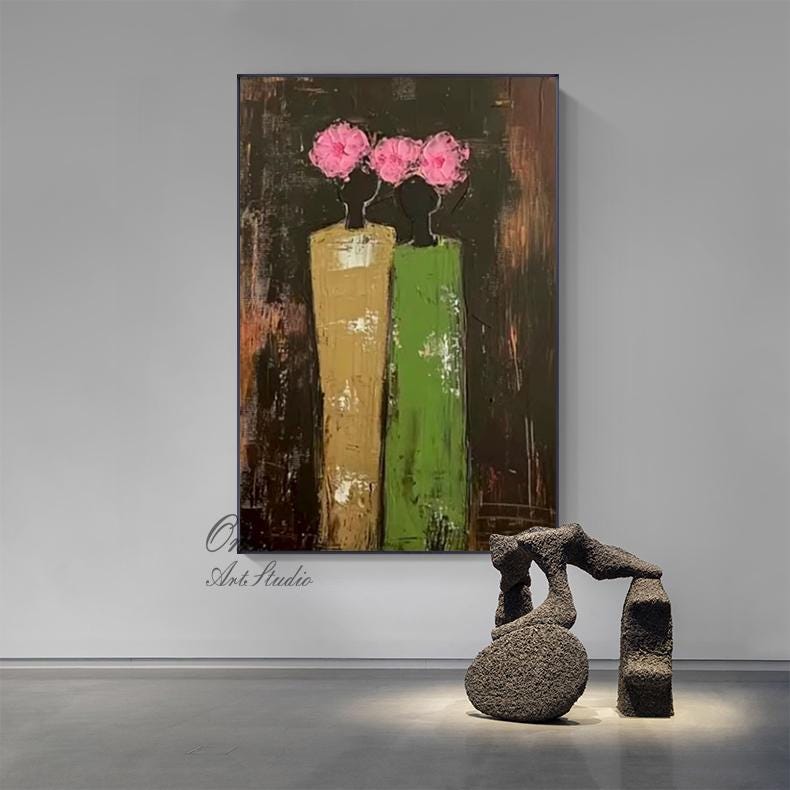 Large Abstract Lady Canvas Wall Art, Hand-painted Woman Figure Oil Painting on Canvas, Modern Figure Wall Art for Living Room, Home Décor