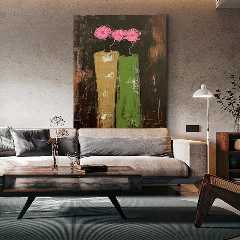 Large Abstract Lady Canvas Wall Art, Hand-painted Woman Figure Oil Painting on Canvas, Modern Figure Wall Art for Living Room, Home Décor