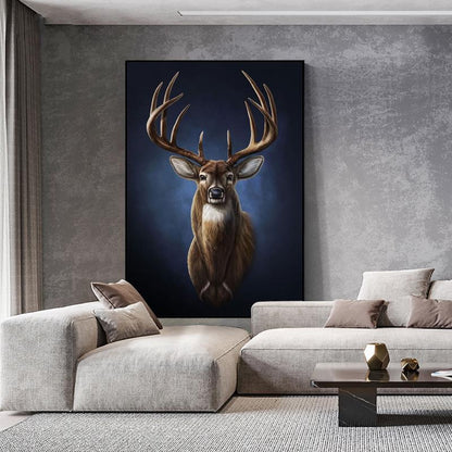 Large Classical Deer Oil Painting on Canvas, Original Hand-painted Stag Canvas Wall Art, Modern Animal Painting for Living Room, Home Décor