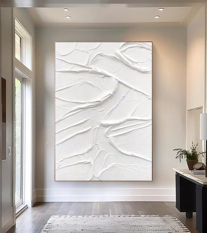 Large White Abstract 3D Textured Painting – Minimalist Art – Abstract Painting