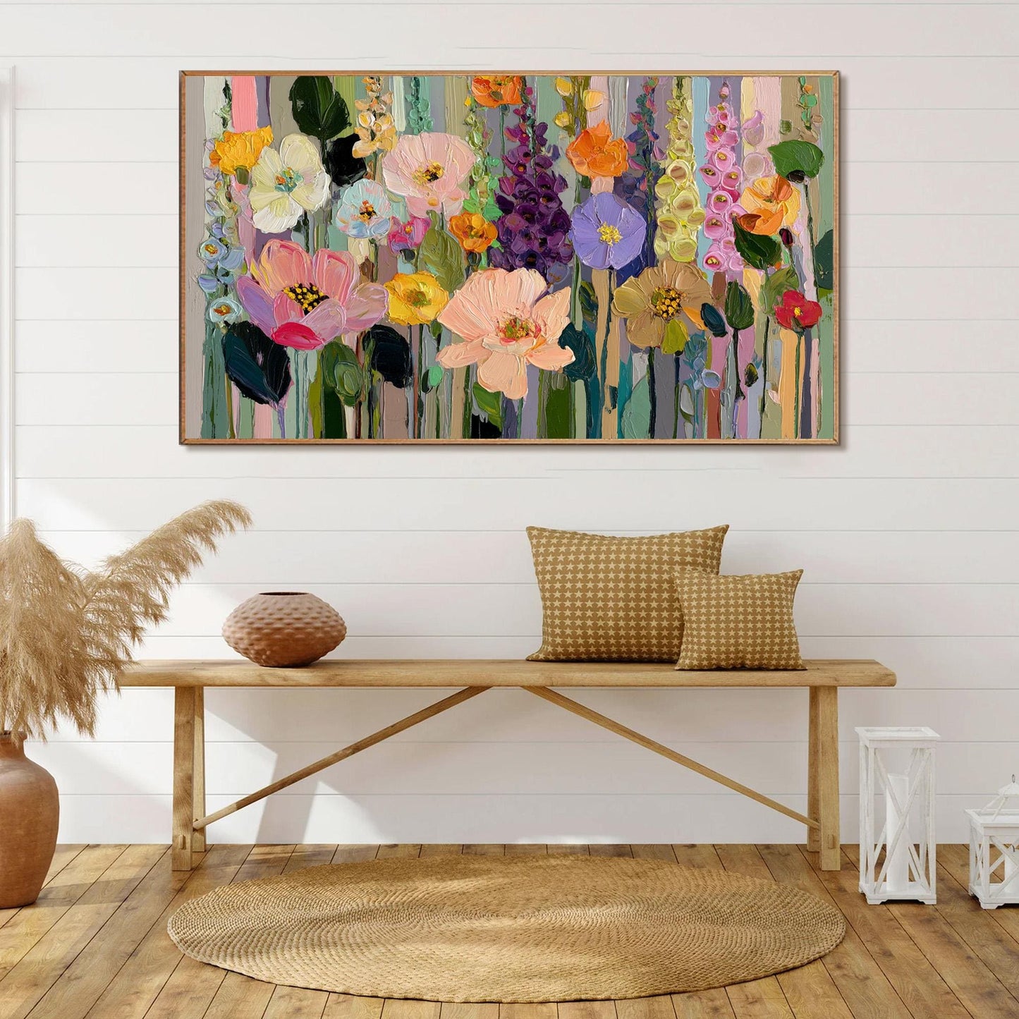 Colorful Palette Knife Floral Wall Art – Vibrant