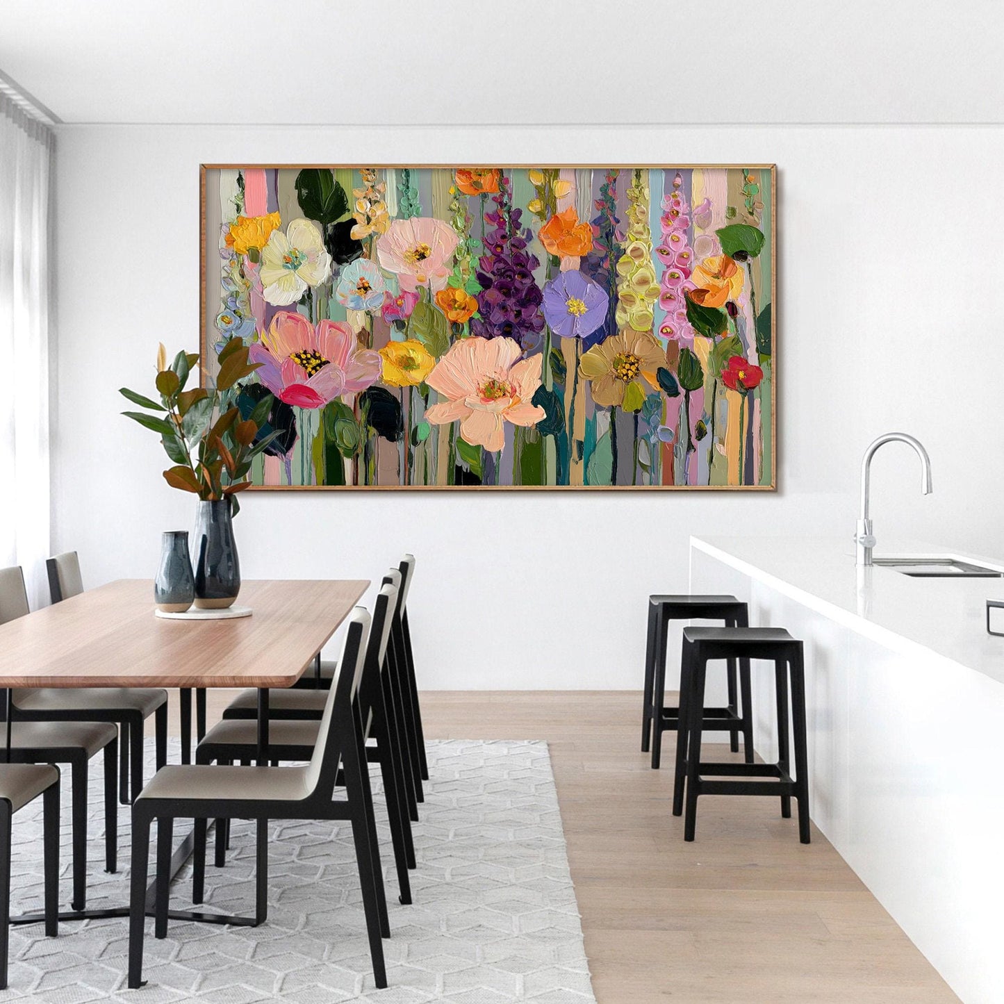 Vibrant – Colorful Floral Wall Art | Palette Knife Painting, view 2