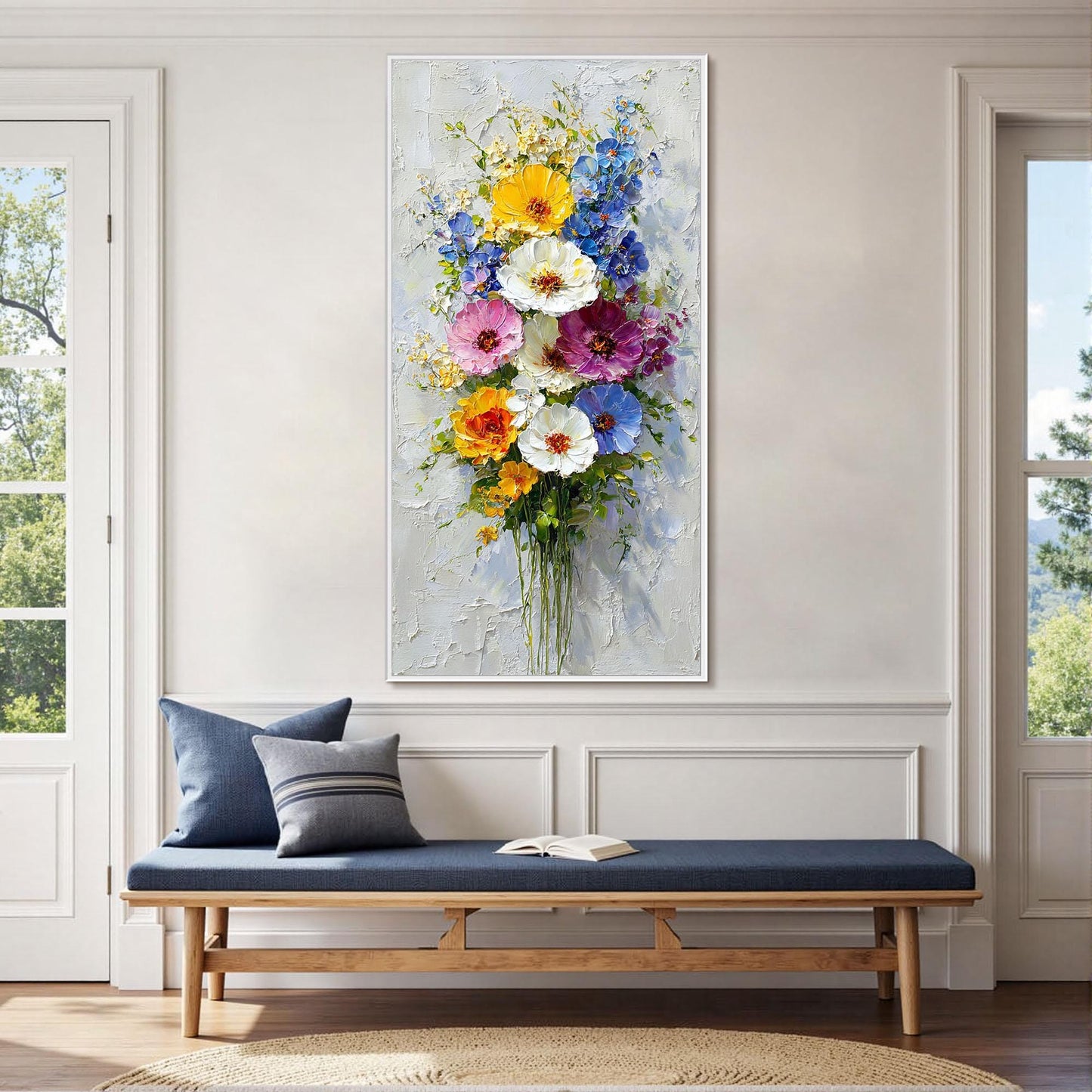 Textured Floral Bouquet Oil Painting, Colorful Abstract Garden Wall Art – Colorful Bouquet Floral Wall Art | Abstract Palette