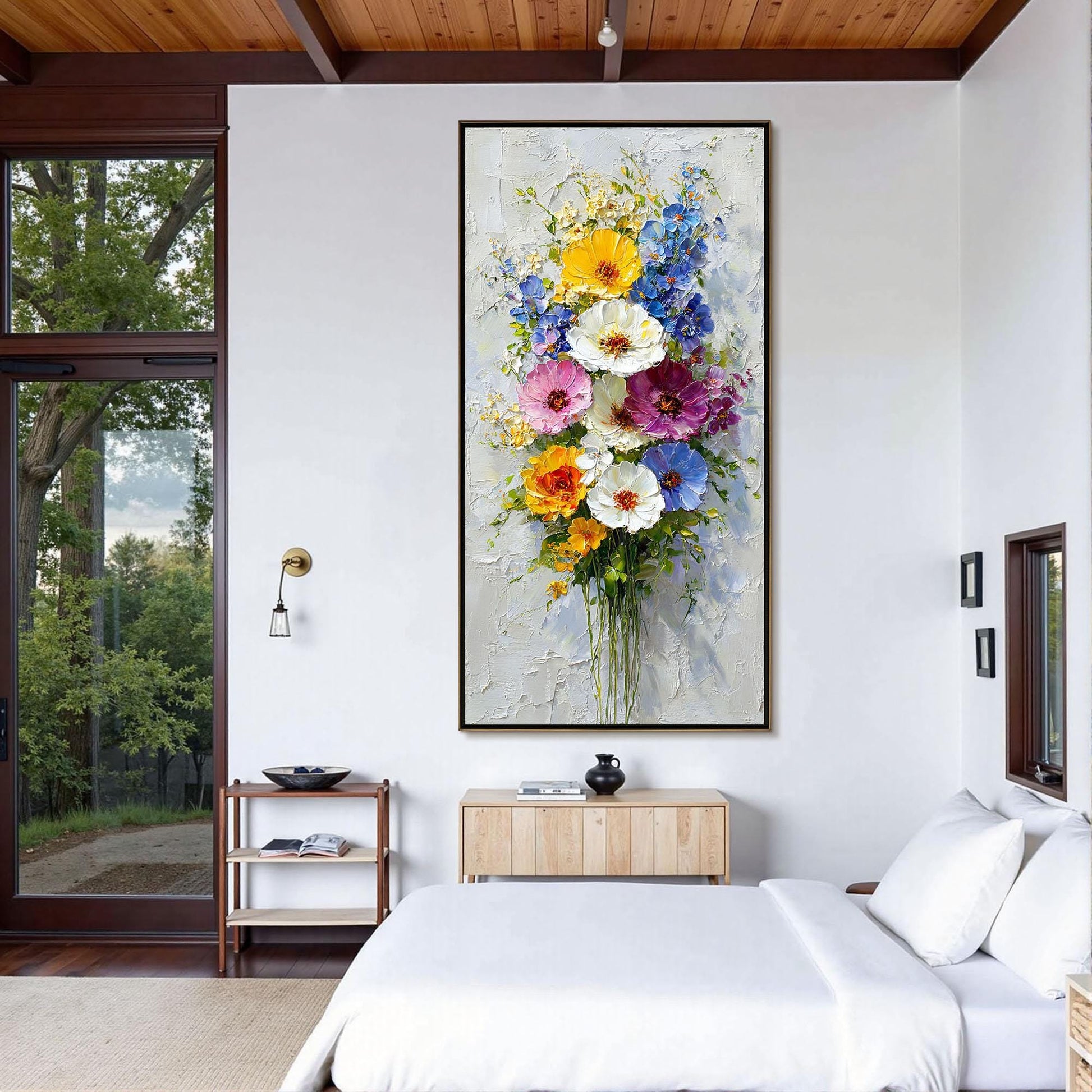 Textured Floral Bouquet Oil Painting, Colorful Abstract Garden Wall Art – Colorful Bouquet Floral Wall Art | Abstract Palette