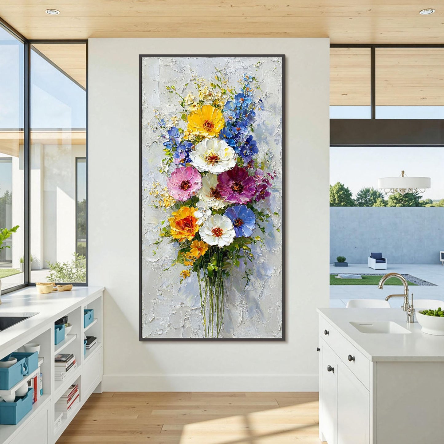 Colorful Abstract Palette Knife Bouquet Floral Wall Art