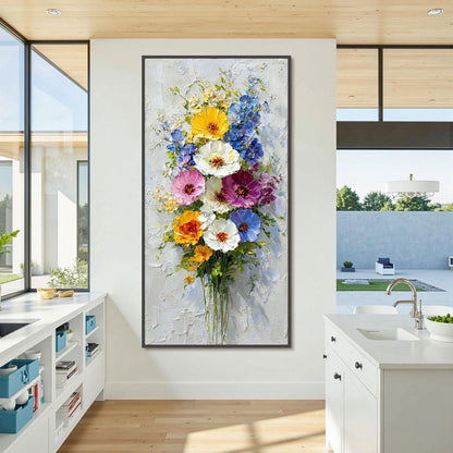 Colorful Abstract Palette Knife Bouquet Floral Wall Art
