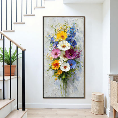 Colorful Abstract Palette Knife Bouquet Floral Wall Art