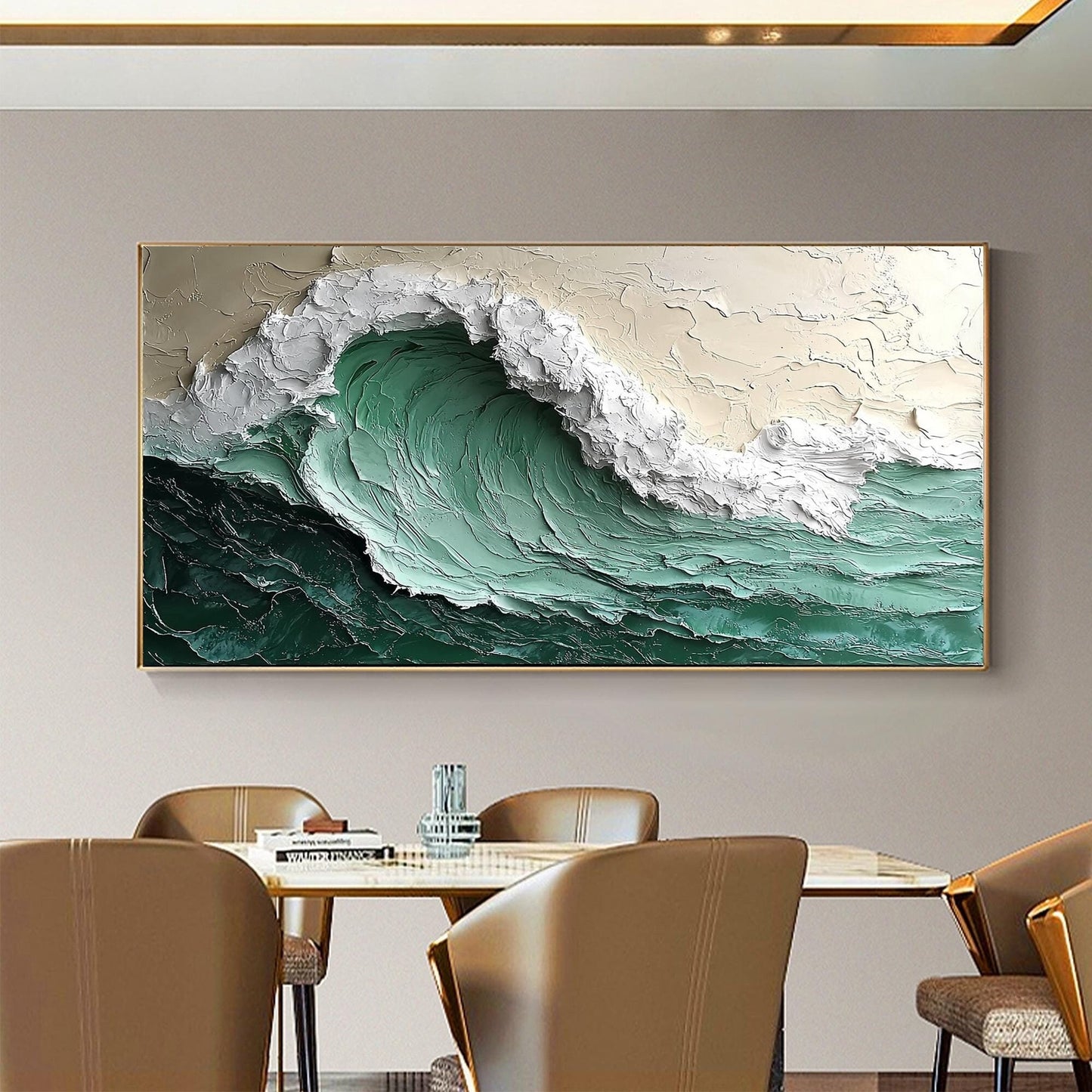 Original – Teal Ocean Wave Seascape Wall Art | Impasto Hand-Painted Oil Painting, view 1