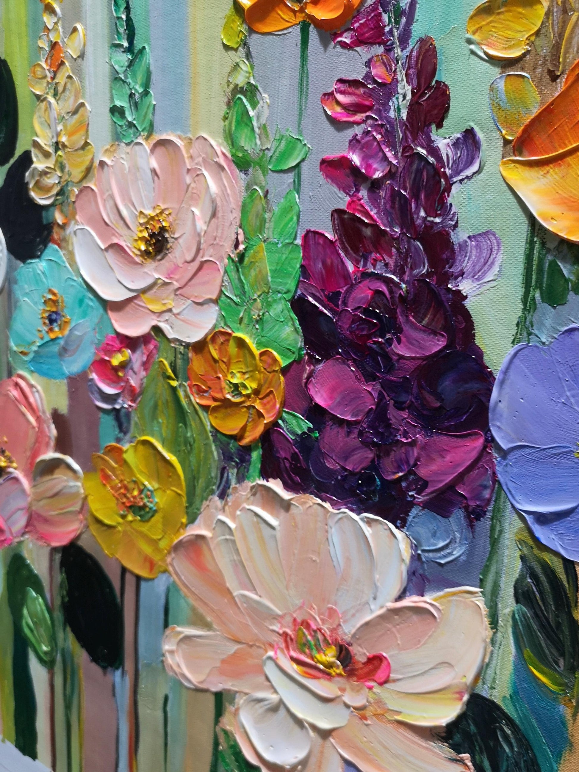 Vibrant – Colorful Floral Wall Art | Palette Knife Painting, view 3