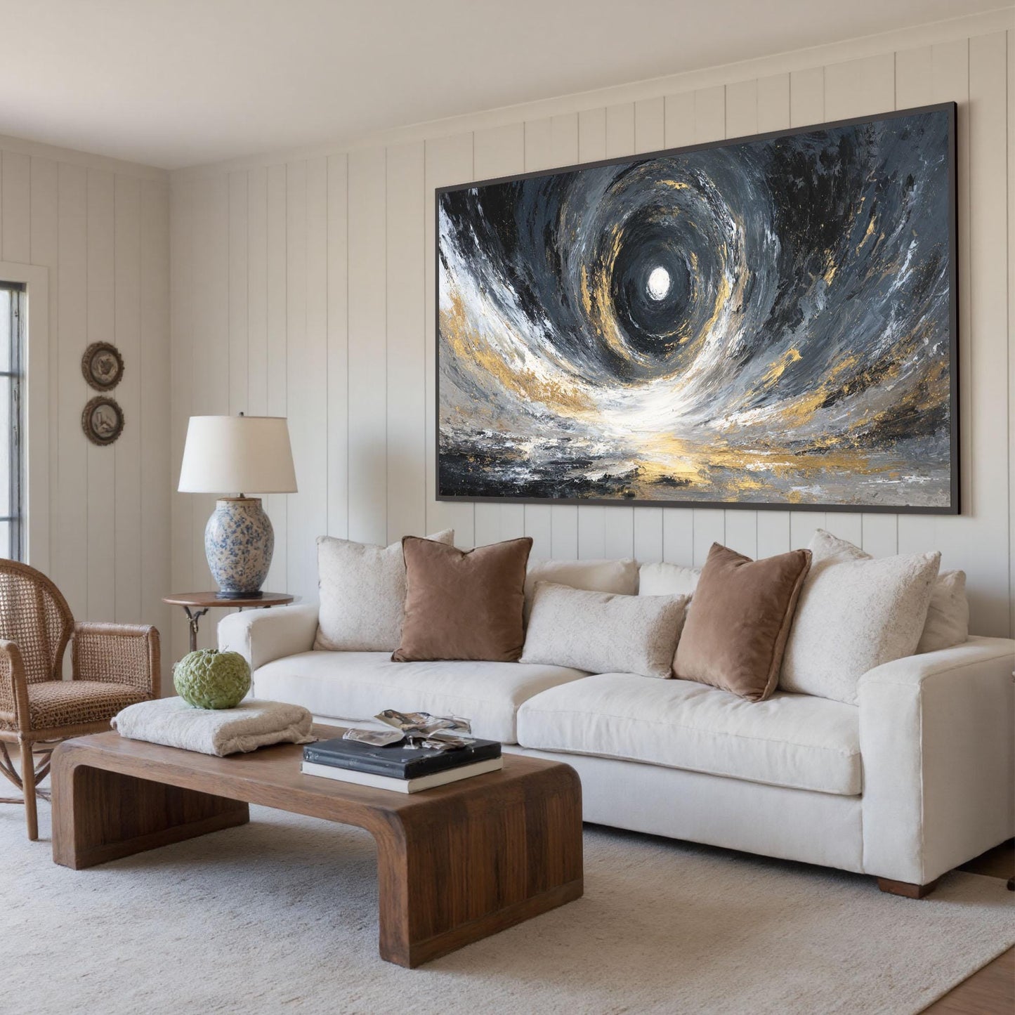 Gold and Black Impasto Abstract Wall Art