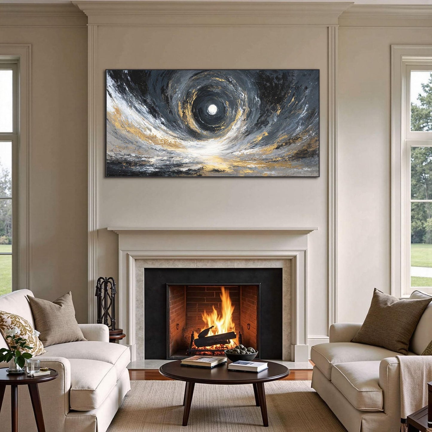 Gold and Black Impasto Abstract Wall Art