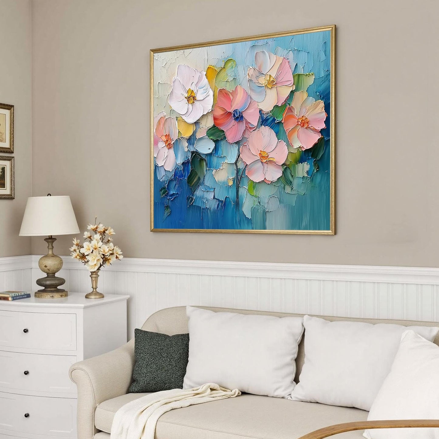Abstract Palette Knife Bouquet Floral Wall Art – Textured Canvas Painting