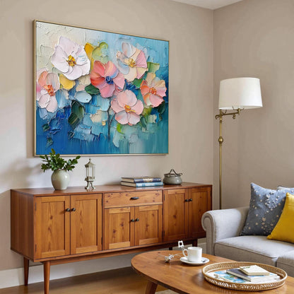 Abstract Floral Textured Canvas Art, Palette Knife Painting, Living Room Decor – Bouquet Floral Wall Art | Abstract Palette K
