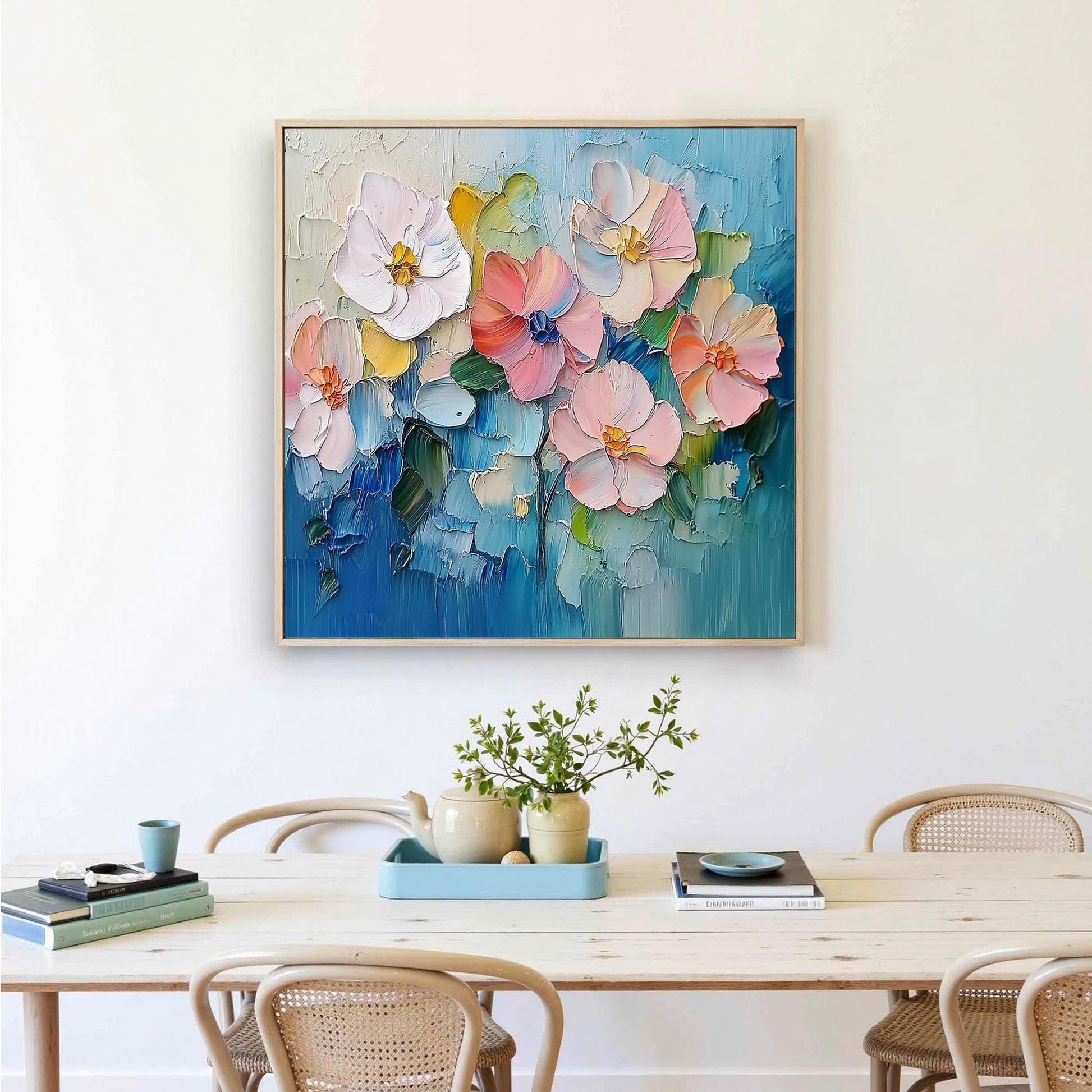 Abstract Floral Textured Canvas Art, Palette Knife Painting, Living Room Decor – Bouquet Floral Wall Art | Abstract Palette K