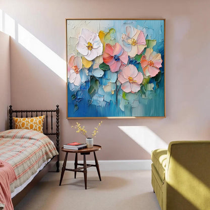 Abstract Palette Knife Bouquet Floral Wall Art – Textured Canvas Painting