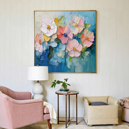Abstract Floral Textured Canvas Art, Palette Knife Painting, Living Room Decor – Bouquet Floral Wall Art | Abstract Palette K